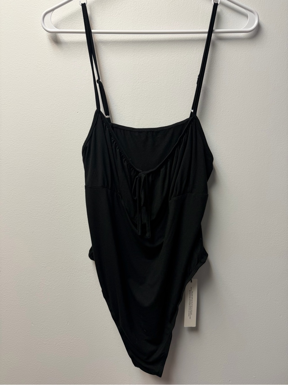 Black Ruched Tie-Front Cami Bodysuit